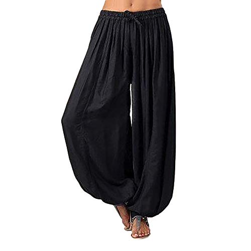 Kanpola Leinenhose Jogginghose Damen Einfarbig Haremshose Sommer Strandhosen Frauen Leinen Yoga Hose Sommerhose mit Kordelzug Loose Bequem Freizeithose von Kanpola Damen Sweatshirts