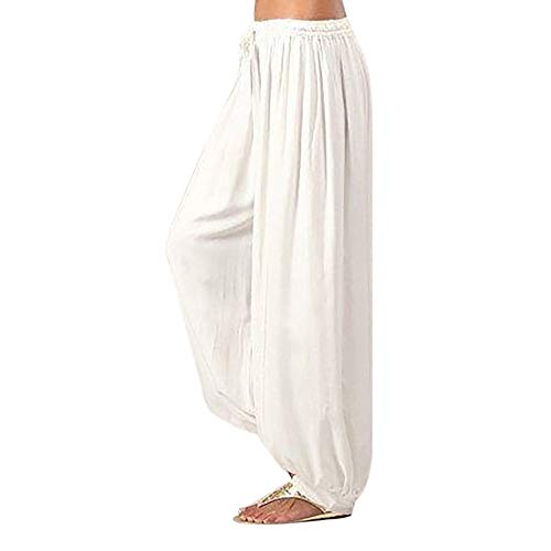 Kanpola Leinenhose Jogginghose Damen Einfarbig Haremshose Sommer Strandhosen Frauen Leinen Yoga Hose Sommerhose mit Kordelzug Loose Bequem Freizeithose von Kanpola Damen Sweatshirts