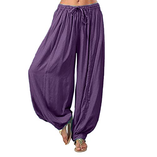 Kanpola Leinenhose Jogginghose Damen Einfarbig Haremshose Sommer Strandhosen Frauen Leinen Yoga Hose Sommerhose mit Kordelzug Loose Bequem Freizeithose von Kanpola Damen Sweatshirts