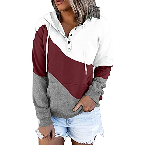 Kanpola Pullover Damen Hoodie Kapuzenpullover V-Auschnitt Langarm Sweatshirt Pulli Herbst Oberteile Tops von Kanpola Damen Sweatshirts