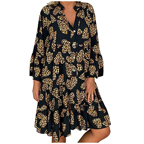 Kanpola Sommerkleid Damen Oversized Kleider Strandkleid Langarm Blusenkleid Boho Kleid Sommer Blumenmuster Strandkleid V-Ausschnitt Midi-Hemdkleid Freizeitkleider Loose Fit von Kanpola Damen Sweatshirts