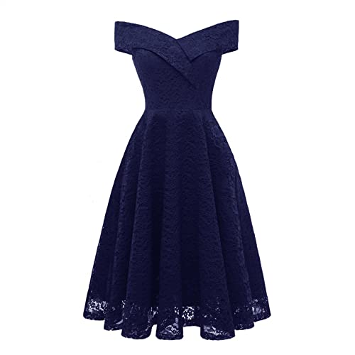 Kanpola Spitzenkleid Damen Elegant Schulterfreies Kleid Abendkleid Ärmellos Cocktailkleid Knielang Festliches Kleider Chiffon Hochzeitskleid Brautjungfer Kleid von Kanpola Damen Sweatshirts