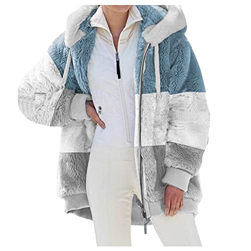 Kanpola Sweatshirts Plüschjacke Winterjacke Teddy Warm Hoodie Pullover Mit Kapuze Reißverschluss Kapuzenjacke mit Tasches Einfarbig Lässige Jacken Mantel Obertei Kanpola-outerwear-1026 Ze Grau 3XL von Kanpola Damen Sweatshirts