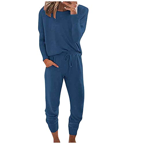 Kanpola Trainingsanzug Sportanzug Jogginganzug Damen Langarm Pullover + Lange Hose Schlafanzug Loungewear mit Taschen 2 Teiliges Streetwear Sport Bekleidungs von Kanpola Damen Sweatshirts