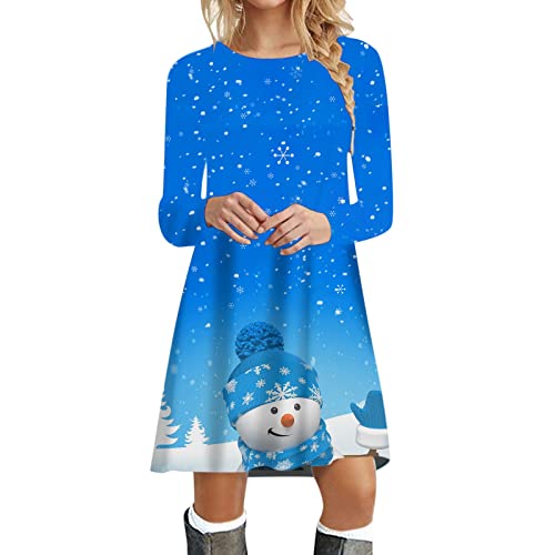Kanpola Weihnachtskleid Damen Langarm Pullover Kleid Herbst Winter Rundhals Minikleid Rentier Druck Weihnachten Kleider Elegant Weihnachtsfeier Blusenkleid Oberteile von Kanpola Damen Sweatshirts