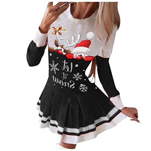 Kanpola Weihnachtskleid Damen Lustig Rentier Pulloverkleid Sexy Rundhals Minikleid Herbst Winter Langarm Kleid Weihnachtsfest Kleider Freizeitkleid von Kanpola Damen Sweatshirts