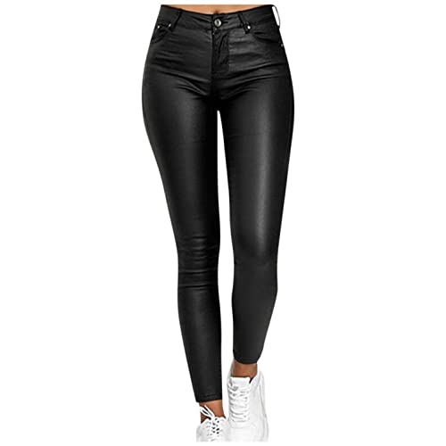 PU Leder Leggings Damen High Waist Blickdichte Sporthose Trainingshose Kunstleder Leggins Stretch Sportleggings Hüfthose Skinny Hose Pant Tights Kanpola von Kanpola Damen Sweatshirts