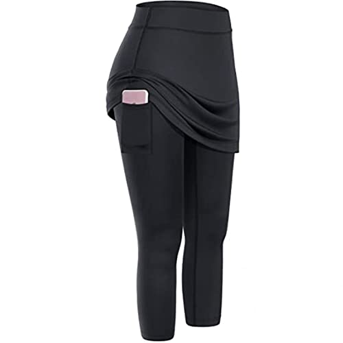 Sport Leggings Damen Yoga Hose mit Rock 3/4 Trainingshose Hosenrock Mädchen Sportleggings High Waist Strumpfhose Einfarbig Jogginghose Laufhose Pants Kanpola von Kanpola Damen Sweatshirts