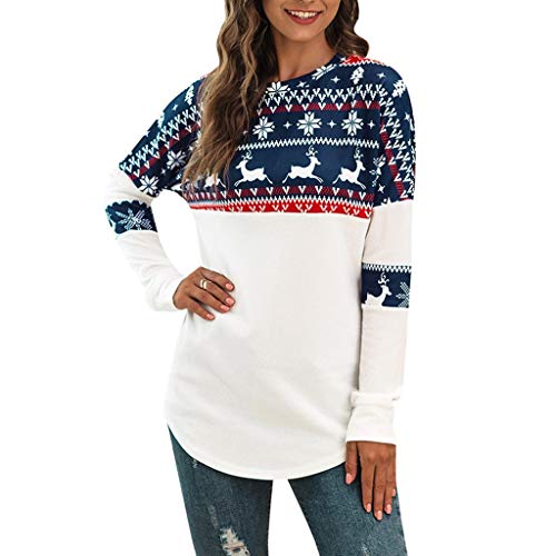 Damen Weihnachten Pullover Langarm Druck Sweatshirt,Kanpola Norweger Weihnachtspullover Herbst Winter BeiläUfige Jumper Bluse von Kanpola Damen Top