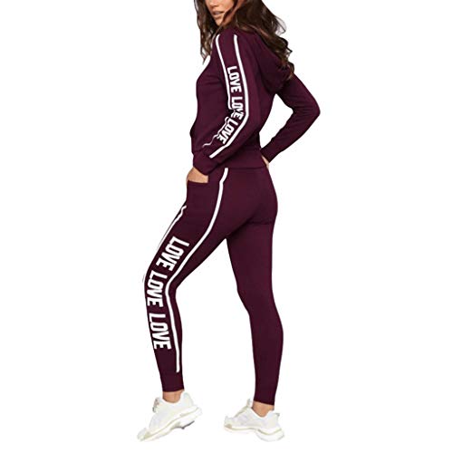 Jogginganzug Damen Set Sport Outdoor TrainingsanzüGe Herbst Winter Langarm Sweatshirt mit Kapuze Sweatjacke Druck Leggings Slim Fit Sporthose Kanpola von HizoeChu