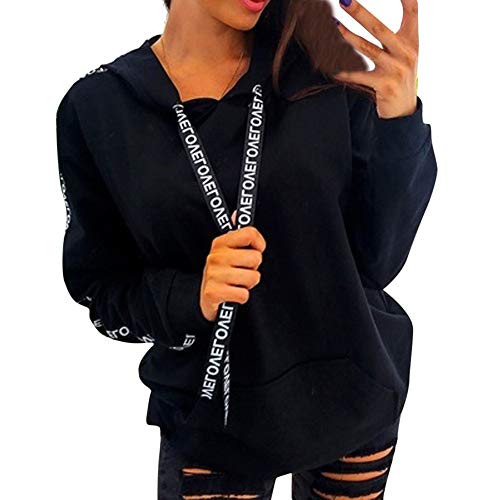 Kanpola Coole Hoodie Damen Oversize Sweatshirt Langarm Sportliche Pulli Herbst Winter Einfarbige Kapuzenpullover Lose Casual Hip-Hop Streetwear von Kanpola Damen Top