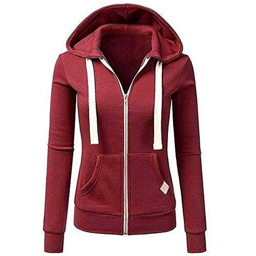 Kanpola Damen Kapuzenpullover Slim Fit Sweatjacke Herbst Winter,Sportliche Zip Hoodie Frauen üBergangsjacke Kapuzenjacke Outwear Basic Sweatshirt von Kanpola Damen Top