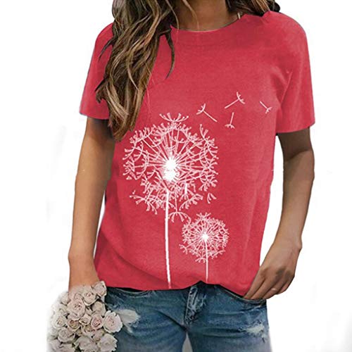 Kanpola Pusteblume T-Shirt Damen Oberteile Sommer Blusen Kurzarm Blumenmuster Print Shirts Lässig Top von Kanpola Damen Top