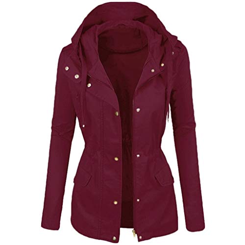 Kanpola Winddicht Parka Jacke Damen Windbreaker mit Kapuze ÜBergangsjacke Lang Herbst Winter Warme Mantel Mit Tasche ReißVerschluss Knopfverschluss von Kanpola Damen Top