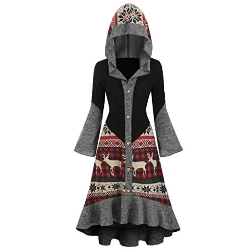 Retro Kleid mit Kapuze Damen Weihnachts-Pullover-Kleid Mittelalter Umhang KostüM,Kanpola Partykleid für Frauen GlockenäRmel Hoodie UnregelmäßIgen Saum Weihnachtskleid von Kanpola Damen Top