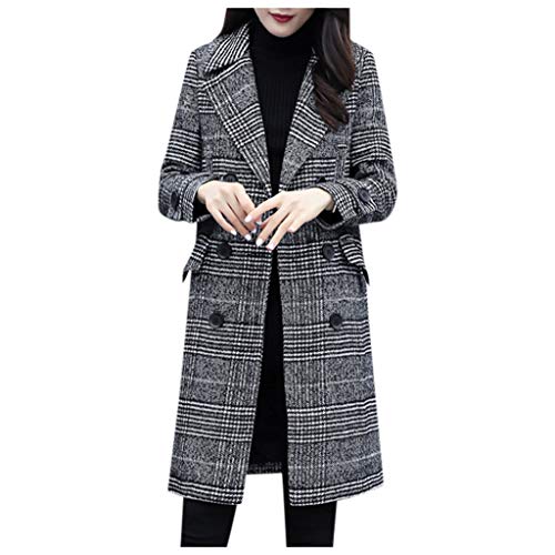 Wintermantel Damen Elegant Wollmantel mit Zweireihiger,Kanpola GroßE GrößEn Trenchcoat Lang Herbst Winter Frauenmantel BeiläUfige Business Blazermantel mit Taschen von Kanpola Damen Top