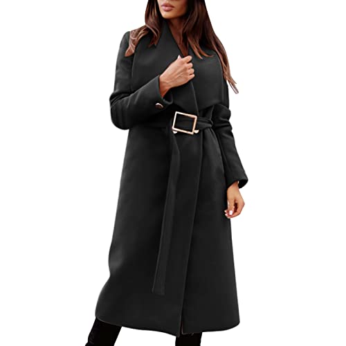 Wollmantel Damen Winter Lang Mantel Blazer Casual Business Übergangsjacke Dufflecoat Trenchcoat Outwear Kanpola von HizoeChu