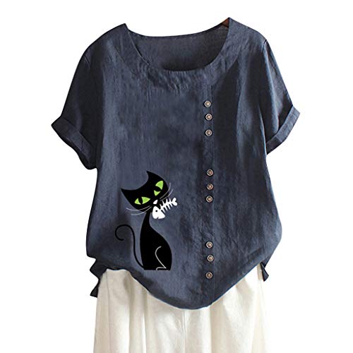 T-Shirt Leinen Damen Oberteil Bedruckt Langarm Oversize Shirt Bluse Lose Langarmshirt Herbst Unterziehshirt aus Baumwolle & Leinen Kanpola von Kanpola Damen