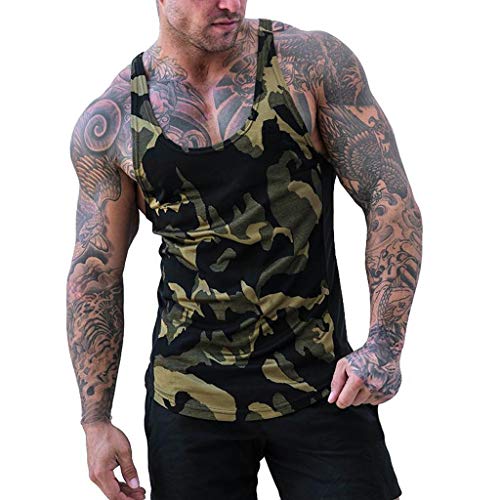 Herren Tank Top Mit Camouflage Druck Kanpola Slim Fit Muskelshirt Sport äRmellos T Shirt Kurzarm Unterhemd O-Neck Sweatshirt Sommer Bodybuilding Shirts von Kanpola Herren T-Shirts