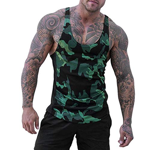 Herren Tank Top Mit Camouflage Druck Kanpola Slim Fit Muskelshirt Sport äRmellos T Shirt Kurzarm Unterhemd O-Neck Sweatshirt Sommer Bodybuilding Shirts von Kanpola Herren T-Shirts