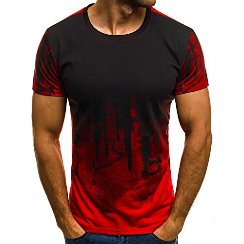 Sport T-Shirt Herren Kanpola Slim Fit Kurzarm Shirt Bluse für Jogging Yoga Männer Tops (L/50, Rot) von Kanpola Herren T-Shirts