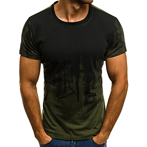 Sport T-Shirt Herren Kanpola Slim Fit Kurzarm Shirt Bluse für Jogging Yoga Männer Tops (XL/52, Armeegrün) von Kanpola Herren T-Shirts