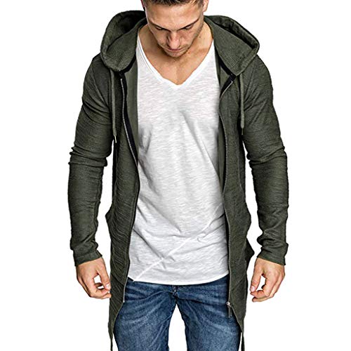 Herren Sweatjacke mit Kapuze Slim Fit Lange Kapuzenpullover,Kanpola üBergangs Leichte Kurzmantel Zip Hoodie Freizeit Cardigan von Kanpola Herren Top