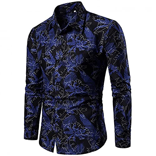 Kanpola Casual Herren Hemd Blumenmuster Slim Fit Langarm Herbst Modische Hemdjacke Freizeithemd von Kanpola Herren Top