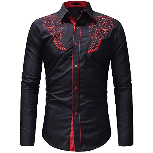 Kanpola Modische Hemden Slim Fit Herrenhemden Langarm Herbst Freizeithemd Hemdjacke Mit Stickereimuster von Kanpola Herren Top