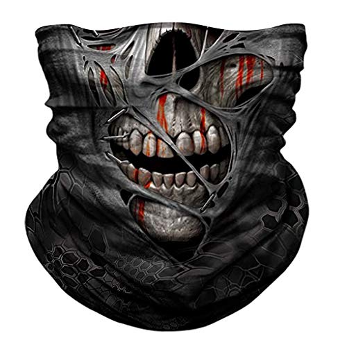 Kanpola Multifunktionstuch Herren & Damen 3D Druck Totenkopf Schlauchtuch Outdooer Staubschutz Gesichtsmaske, Atmungsaktiv Sport Halstuch Motorrad Face Shield Skimaske Halswärmer,Halloween KostüMe von Kanpola Herren Top