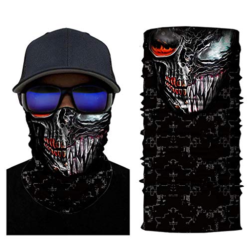 Kanpola Multifunktionstuch Herren & Damen Totenkopf Schlauchtuch Nahtloses Sport Halstuch,Staubschutz Gesichtsmaske Atmungsaktiv Outdooer Wind Face Shield Motorrad Kopftuch,Halloween KostüMe von Kanpola Herren Top