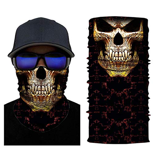 Kanpola Multifunktionstuch Herren & Damen Totenkopf Schlauchtuch Nahtloses Sport Halstuch,Staubschutz Gesichtsmaske Atmungsaktiv Outdooer Wind Face Shield Motorrad Kopftuch,Halloween KostüMe von Kanpola Herren Top