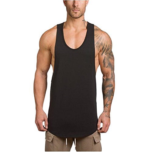 Kanpola Sport Tanktop Herren Muskelshirt Slim Fit Bodybuilding Fitness Tank Top Baumwolle Unterhemden ÄRmelloses Basic T-Shirt von Kanpola Herren Top