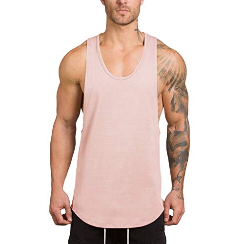 Kanpola Sport Tanktop Herren Muskelshirt Slim Fit Bodybuilding Fitness Tank Top Baumwolle Unterhemden ÄRmelloses Basic T-Shirt von Kanpola Herren Top