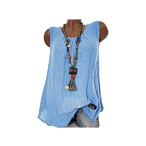 Kanpola Leinen Bluse Damen Tank Top Sommer Locker Oversize TräGertop Elegant Tunika Sport Basic Top Ohne äRmel Einfarbig Spaghetti Tops von Kanpola