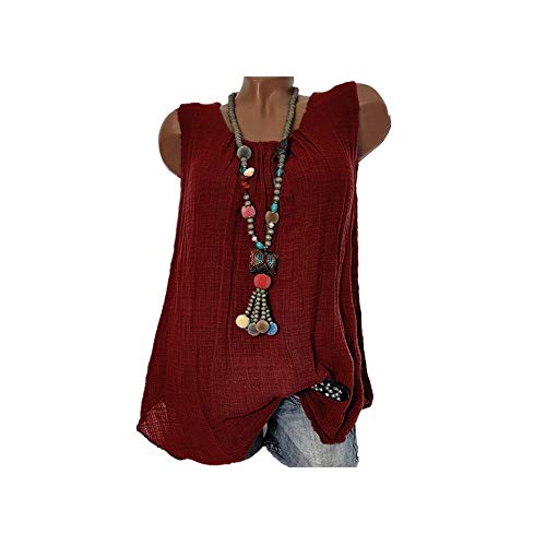 Kanpola Leinen Bluse Damen Tank Top Sommer Locker Oversize TräGertop Elegant Tunika Sport Basic Top Ohne äRmel Einfarbig Spaghetti Tops von Kanpola