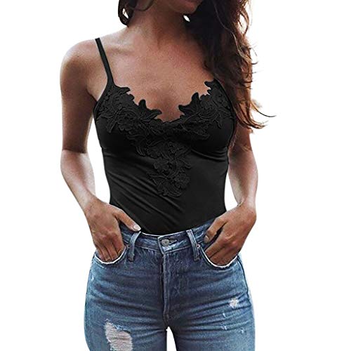 Kanpola TräGertop Damen Spitze Tank Top Frauen V-Ausschnitt Cami Bustier Sexy Bandeau Shirt Enge Spaghetti Top Elegante Blusen Sommer von Kanpola