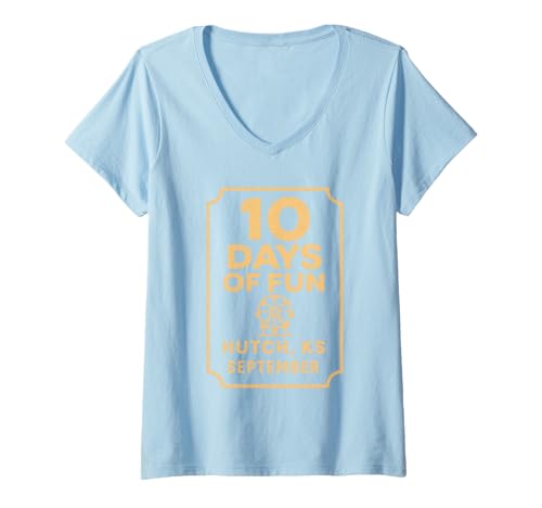 Damen Kansas Fair Shirt 10 Days of Fun Hutch KS Riesenrad T-Shirt mit V-Ausschnitt Damen Kansas Fair Shirt 10 Days of Fun Hutch KS Riesenrad T-Shirt mit V-Ausschnitt von Kansas Fair Tee Shirts for Hutchinson Event Fans