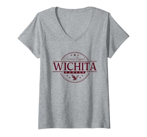 Damen Wichita Kansas - Wichita KS-Etikett T-Shirt mit V-Ausschnitt Damen Wichita Kansas - Wichita KS-Etikett T-Shirt mit V-Ausschnitt von Kansas Souvenir Cos.