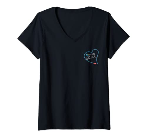 Damen 50 Jahre Kanu Camp JEM T-Shirt mit V-Ausschnitt Damen 50 Jahre Kanu Camp JEM T-Shirt mit V-Ausschnitt von Kanu Camp JEM