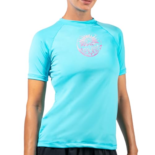 Kanu Surf Damen Breeze Active Rashguard & Workout-Top mit LSF 50+, kurzärmelig Rash-Guard-Shirt, Serenity Aqua, Medium von Kanu Surf