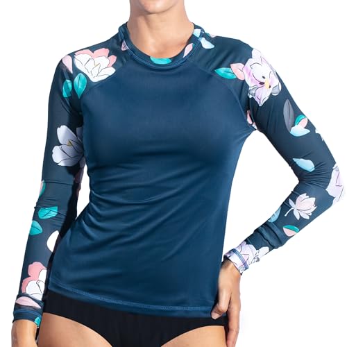 Kanu Surf Damen Keri Long-Sleeve UPF 50+ Rashguard Rash-Guard-Shirt, Darren Navy, X-Small von Kanu Surf
