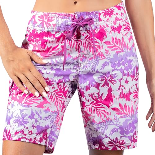Kanu Surf Damen Marina Active Swim Board-Shorts mit LSF 50+, Normale Größe und Übergrößen Boardshorts, Oceanside Pink/Violett, 38 von Kanu Surf