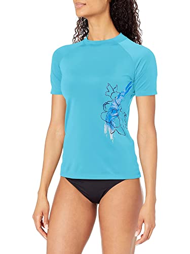 Kanu Surf Damen Marina UPF 50+ kurzärmeliges Active Rashguard & Workout Top, Katya Aqua, Medium von Kanu Surf