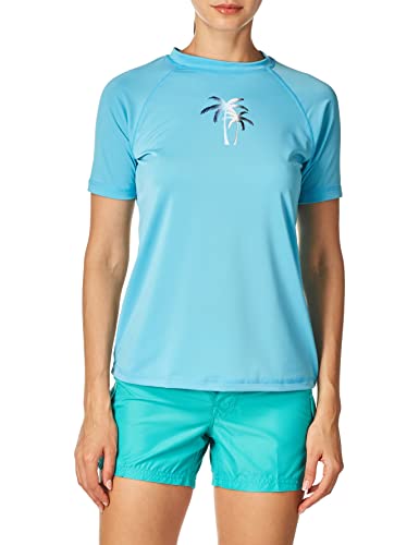 Kanu Surf Damen Breeze Rashguard & Workout Top mit LSF 50+, kurzärmelig Rash-Guard-Shirt, Hayley Aqua, Large von Kanu Surf