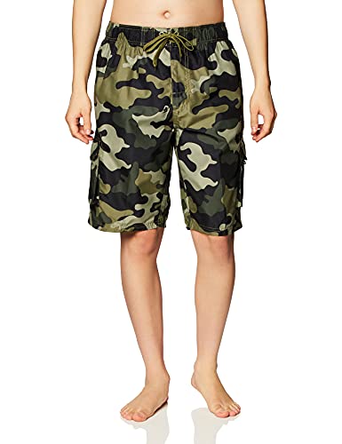 Kanu Surf Herren Barracuda (Normale und erweiterte Größen) Badehose, Camouflage Armee Grün, 4XL von Kanu Surf