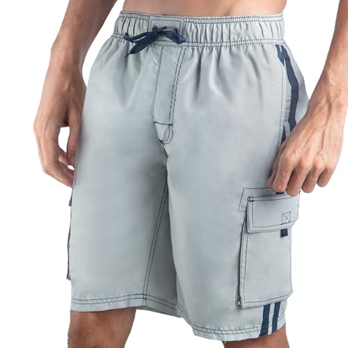 Kanu Surf Herren Barracuda (Normale und erweiterte Größen) Badehose, Silber, 4XL von Kanu Surf