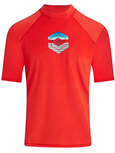 Kanu Surf Herren Fiji UPF 50+ Short Sleeve Sun Protective Rashguard Swim Rash-Guard-Shirt, Windsurf Red, XXL von Kanu Surf
