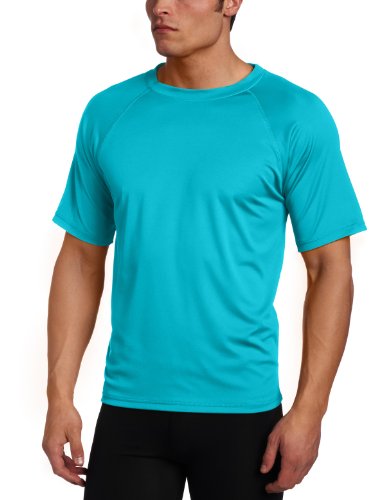 Kanu Surf Herren Short Sleeve UPF 50 Swim Sun (Regular & Extended Sizes) Rash-Guard-Shirt, Aqua, M von Kanu Surf