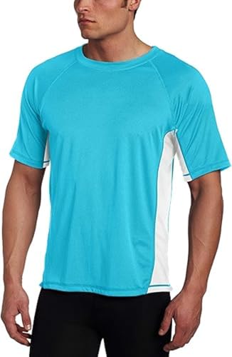 Kanu Surf Herren Short Sleeve UPF 50 Swim Sun (Regular & Extended Sizes) Rash-Guard-Shirt, Aqua/Weiß, XXL von Kanu Surf
